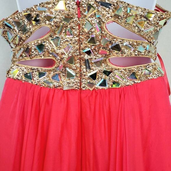 La Femme Size 2 Embellished Cut Out Dress - Picture 7 of 11